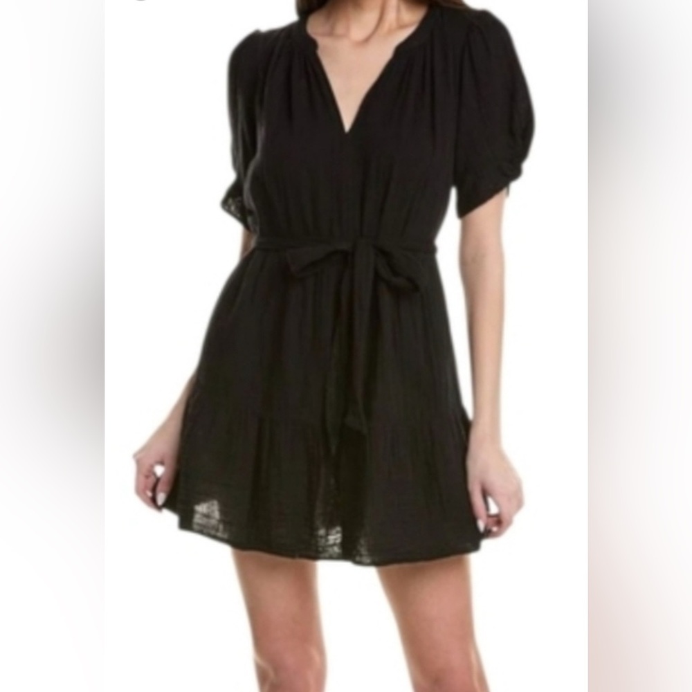 Bella crinkle gauze dress with tie, 100 percent cotton